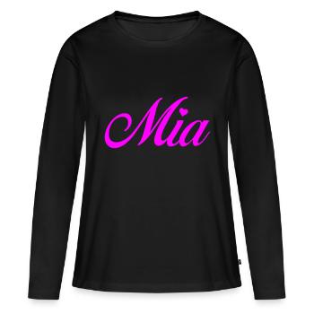 MIA - T-shirt manches longues Premium bio Femme - noir - Devant - Julia (174cm)