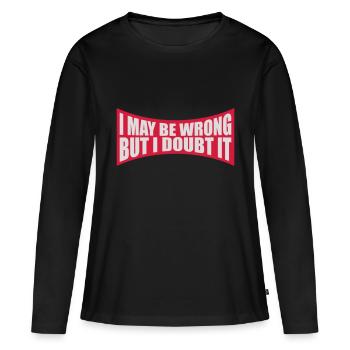 Je peux me tromper - T-shirt manches longues Premium bio Femme - noir - Devant - Julia (174cm)