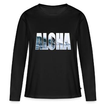 ALOHA - T-shirt manches longues Premium bio Femme - noir - Devant - Julia (174cm)