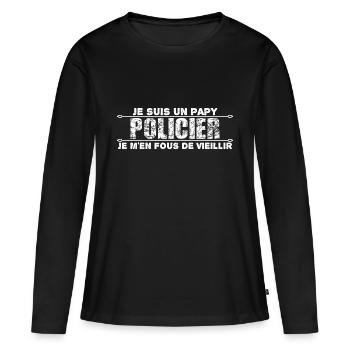 je suis un papy policier cadeau pour mon papy. - T-shirt manches longues Premium bio Femme - noir - Devant - Julia (174cm)