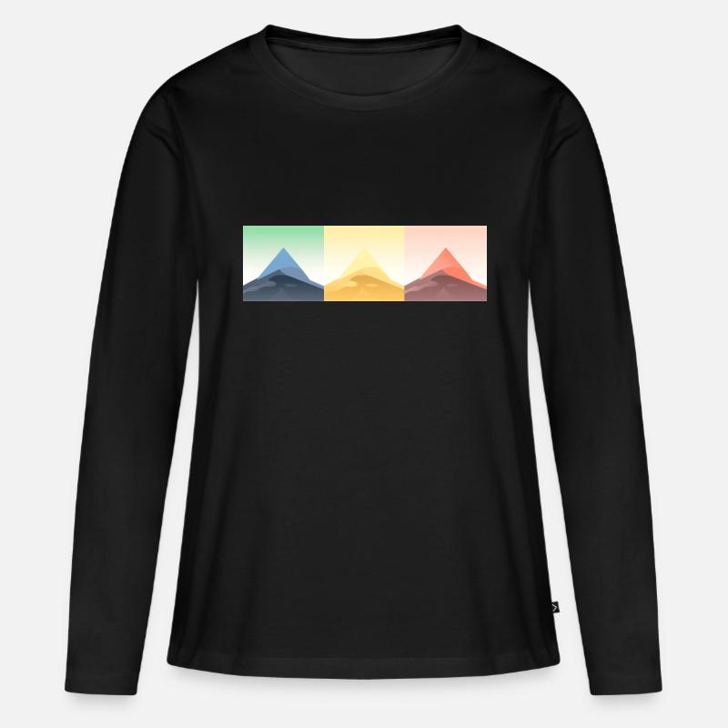 Gebirgslandschaft Geometrische Kunst - Frauen Premium Bio Langarmshirt - Schwarz