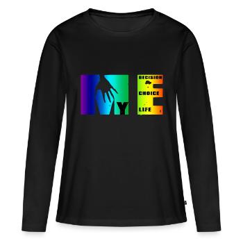 Manifeste de moi: choix, décision, vie - T-shirt manches longues Premium bio Femme - noir - Devant - Julia (174cm)