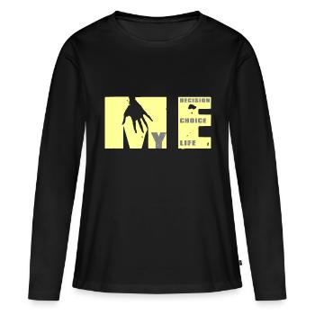 Je me renforce: choix, décision, vie - T-shirt manches longues Premium bio Femme - noir - Devant - Julia (174cm)
