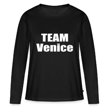 Équipe Venise - T-shirt manches longues Premium bio Femme - noir - Devant - Julia (174cm)