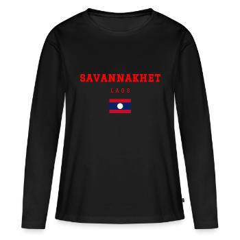 Savannakhet Laos - T-shirt manches longues Premium bio Femme - noir - Devant - Julia (174cm)
