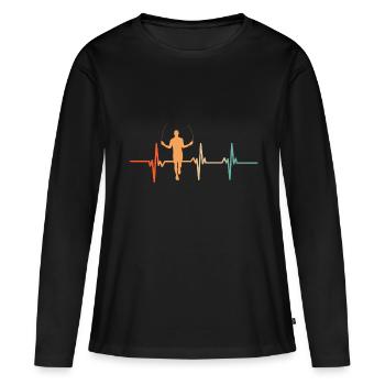 Heartbeat Springseil - Frauen Premium Bio Langarmshirt - Schwarz - Vorne - Julia (174cm)
