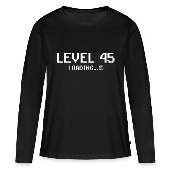 45e anniversaire 45 ans de pixelart - T-shirt manches longues Premium bio Femme - noir - Devant - Julia (174cm)