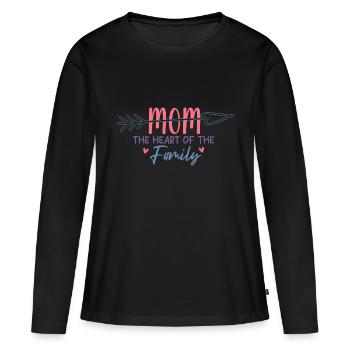 Mama, das Herz der Familie - Frauen Premium Bio Langarmshirt - Schwarz - Vorne - Julia (174cm)