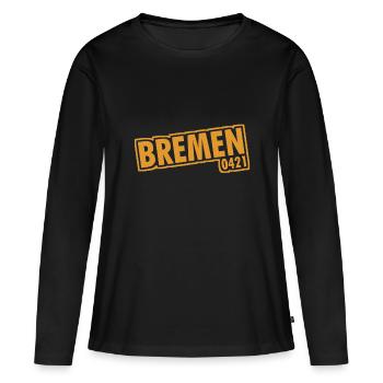 Brême - 0421 - Indicatif régional - T-shirt manches longues Premium bio Femme - noir - Devant - Julia (174cm)
