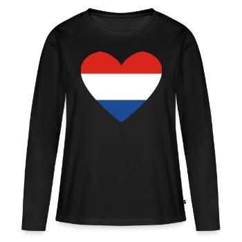Coeur Pays-Bas Hollande - T-shirt manches longues Premium bio Femme - noir - Devant - Julia (174cm)