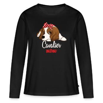 Caricature de maman Cavalier King Charles - T-shirt manches longues Premium bio Femme - noir - Devant - Julia (174cm)