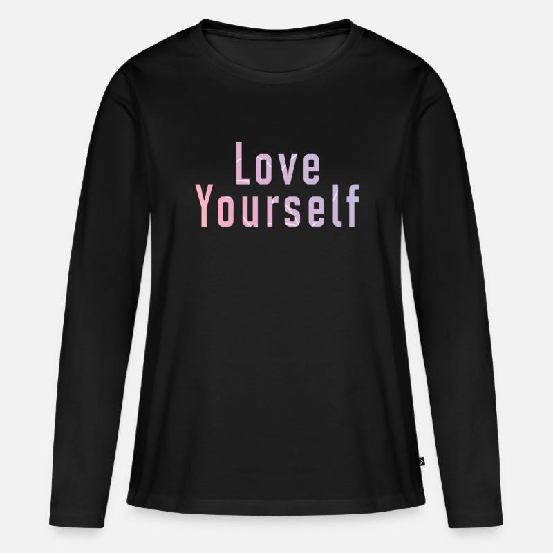 Love Yourself - Frauen Premium Bio Langarmshirt - Schwarz
