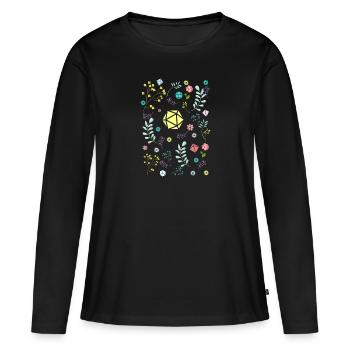Druiden Polyedrische Würfel Set Blumen - Frauen Premium Bio Langarmshirt - Schwarz - Vorne - Julia (174cm)
