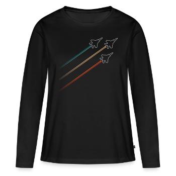 Squadron fighter jets vintage contrails - Women's Premium Organic Long Sleeve Shirt - black - Front - Julia (174cm)