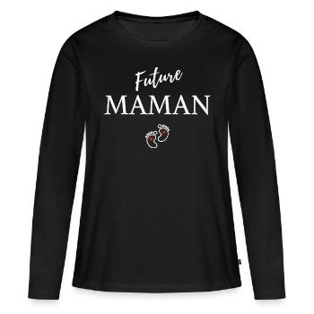 Future Maman pieds - T-shirt manches longues Premium bio Femme - noir - Devant - Julia (174cm)
