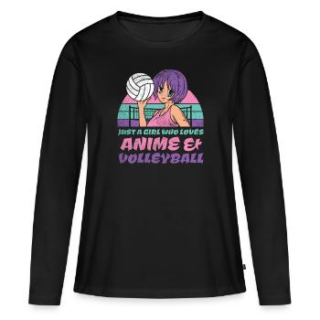 Anime Girl Volleyball Cosplay Manga Merch Gift - Women's Premium Organic Long Sleeve Shirt - black - Front - Julia (174cm)