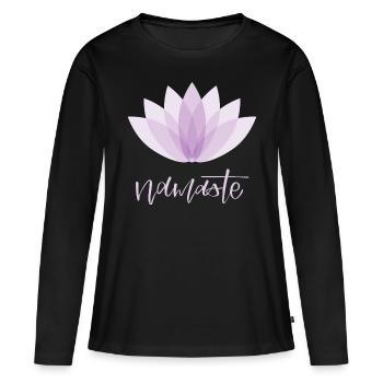Yoga Namaste Lotus Flower Sport Relaxation - Women's Premium Organic Long Sleeve Shirt - black - Front - Julia (174cm)