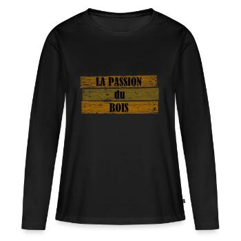 passion bois - T-shirt manches longues Premium bio Femme - noir - Devant - Julia (174cm)