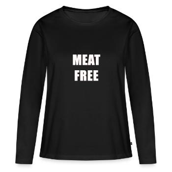 Sans viande - T-shirt manches longues Premium bio Femme - noir - Devant - Julia (174cm)