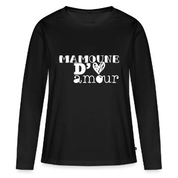 Mamoune d'amour - T-shirt manches longues Premium bio Femme - noir - Devant - Julia (174cm)