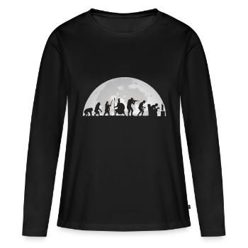 Gamer Minuit Pleine Lune Evolution Gaming - T-shirt manches longues Premium bio Femme - noir - Devant - Julia (174cm)