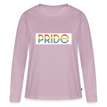 Fond blanc arc-en-ciel Pride - T-shirt manches longues Premium bio Femme - rose poudré - Devant - Julia (174cm)