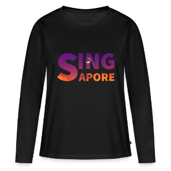 Singapour - T-shirt manches longues Premium bio Femme - noir - Devant - Julia (174cm)