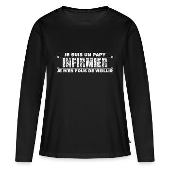 je suis un papy infirmier cadeau pour mon papy. - T-shirt manches longues Premium bio Femme - noir - Devant - Julia (174cm)