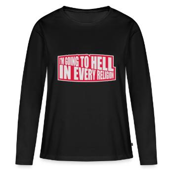 En allant en enfer - T-shirt manches longues Premium bio Femme - noir - Devant - Julia (174cm)