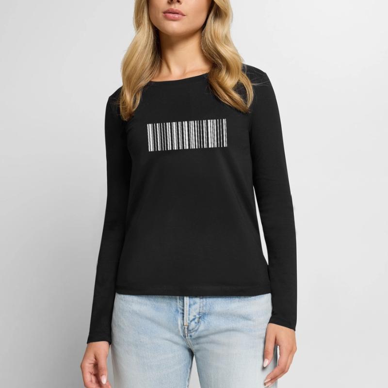 QR-Code weiß Frauen Premium Bio Langarmshirt