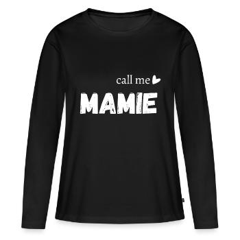 Call me mamie - T-shirt manches longues Premium bio Femme - noir - Devant - Julia (174cm)