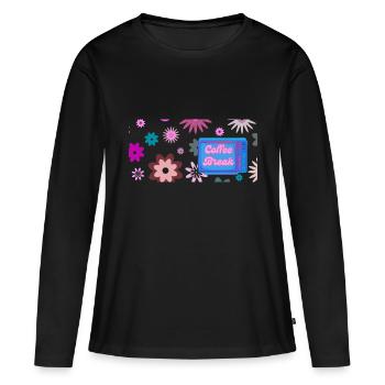 Pause café dans le style des années 60 / Sweet sixties - T-shirt manches longues Premium bio Femme - noir - Devant - Julia (174cm)