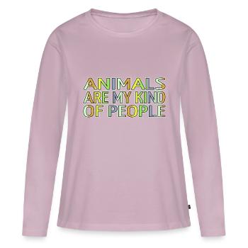 Défenseurs des droits des animaux Bien-être animal présent - T-shirt manches longues Premium bio Femme - rose poudré - Devant - Julia (174cm)