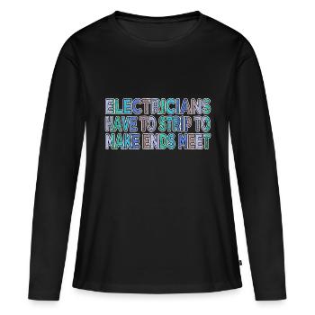 bavoir électricien dictons drôles électricien cadeau - T-shirt manches longues Premium bio Femme - noir - Devant - Julia (174cm)