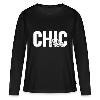 Très Chic - T-shirt manches longues Premium bio Femme - noir - Devant - Julia (174cm)
