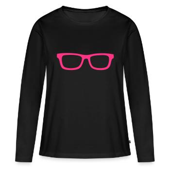 nerdbrille - T-shirt manches longues Premium bio Femme - noir - Devant - Julia (174cm)