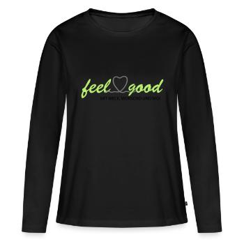 feelgood inderpfalz GRÜN WWW - Frauen Premium Bio Langarmshirt - Schwarz - Vorne - Julia (174cm)