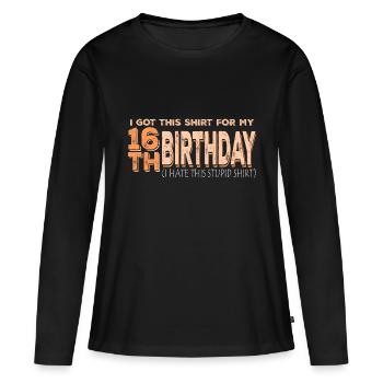16ème anniversaire 16e bday 16 ans - T-shirt manches longues Premium bio Femme - noir - Devant - Julia (174cm)