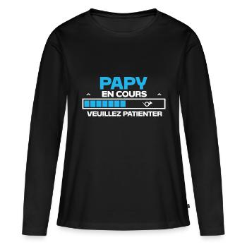 papy en cours veuillez patienter - T-shirt manches longues Premium bio Femme - noir - Devant - Julia (174cm)