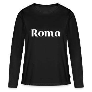 Roma - Écriture blanche - T-shirt manches longues Premium bio Femme - noir - Devant - Julia (174cm)