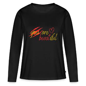 Bête ou beauté? - T-shirt manches longues Premium bio Femme - noir - Devant - Julia (174cm)