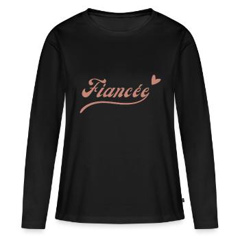 Fiancée - T-shirt manches longues Premium bio Femme - noir - Devant - Julia (174cm)