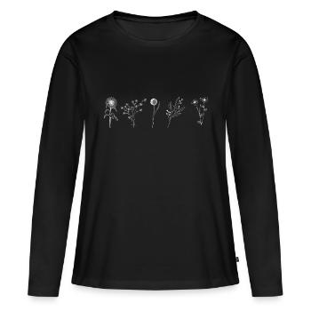 Minimalistische Blume - Frauen Premium Bio Langarmshirt - Schwarz - Vorne - Julia (174cm)