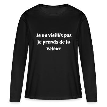 J'ai promis de vous faire rire aujourd'hui - T-shirt manches longues Premium bio Femme - noir - Devant - Julia (174cm)