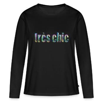 très chic - Frauen Premium Bio Langarmshirt - Schwarz - Vorne - Julia (174cm)