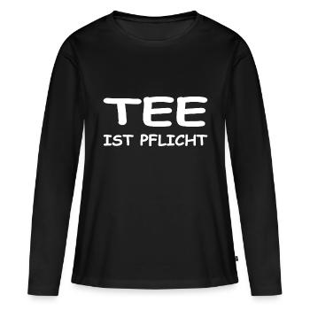 Tee - Frauen Premium Bio Langarmshirt - Schwarz - Vorne - Julia (174cm)