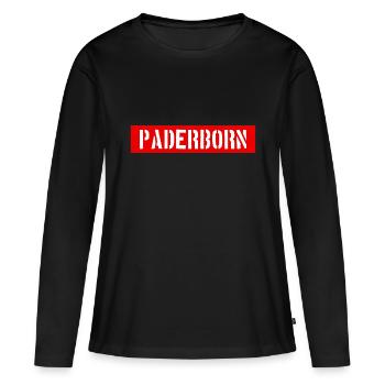 Paderborn - NRW - Frauen Premium Bio Langarmshirt - Schwarz - Vorne - Julia (174cm)