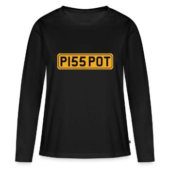 Piss Pot - T-shirt manches longues Premium bio Femme - noir - Devant - Julia (174cm)