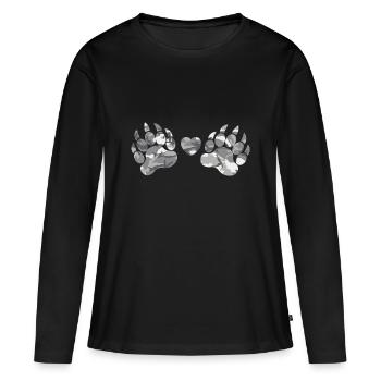 Pattes pattes coeur camouflage - T-shirt manches longues Premium bio Femme - noir - Devant - Julia (174cm)