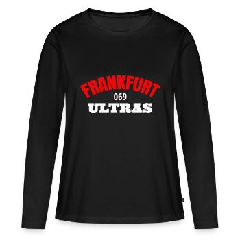 Frankfurt, Ultras, Frankfurterin, 069, Hessen - Frauen Premium Bio Langarmshirt - Schwarz - Vorne - Julia (174cm)